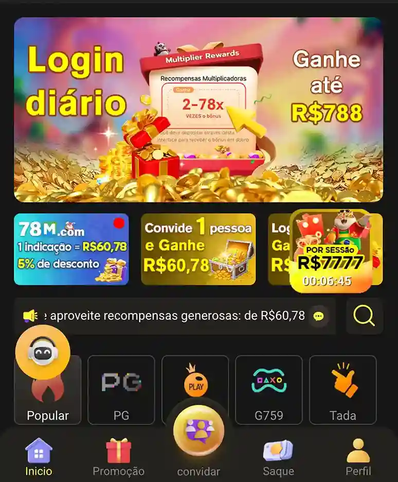 Tela inicial do 0808BET app